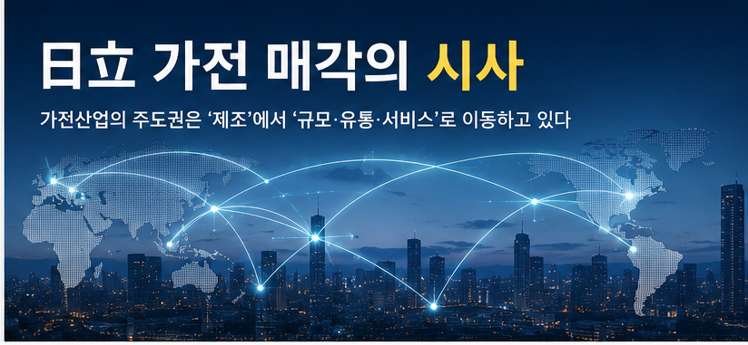 日立 가전 매각의 시사와 글로벌 가전산업 구조 변화를 상징하는 대표 이미지